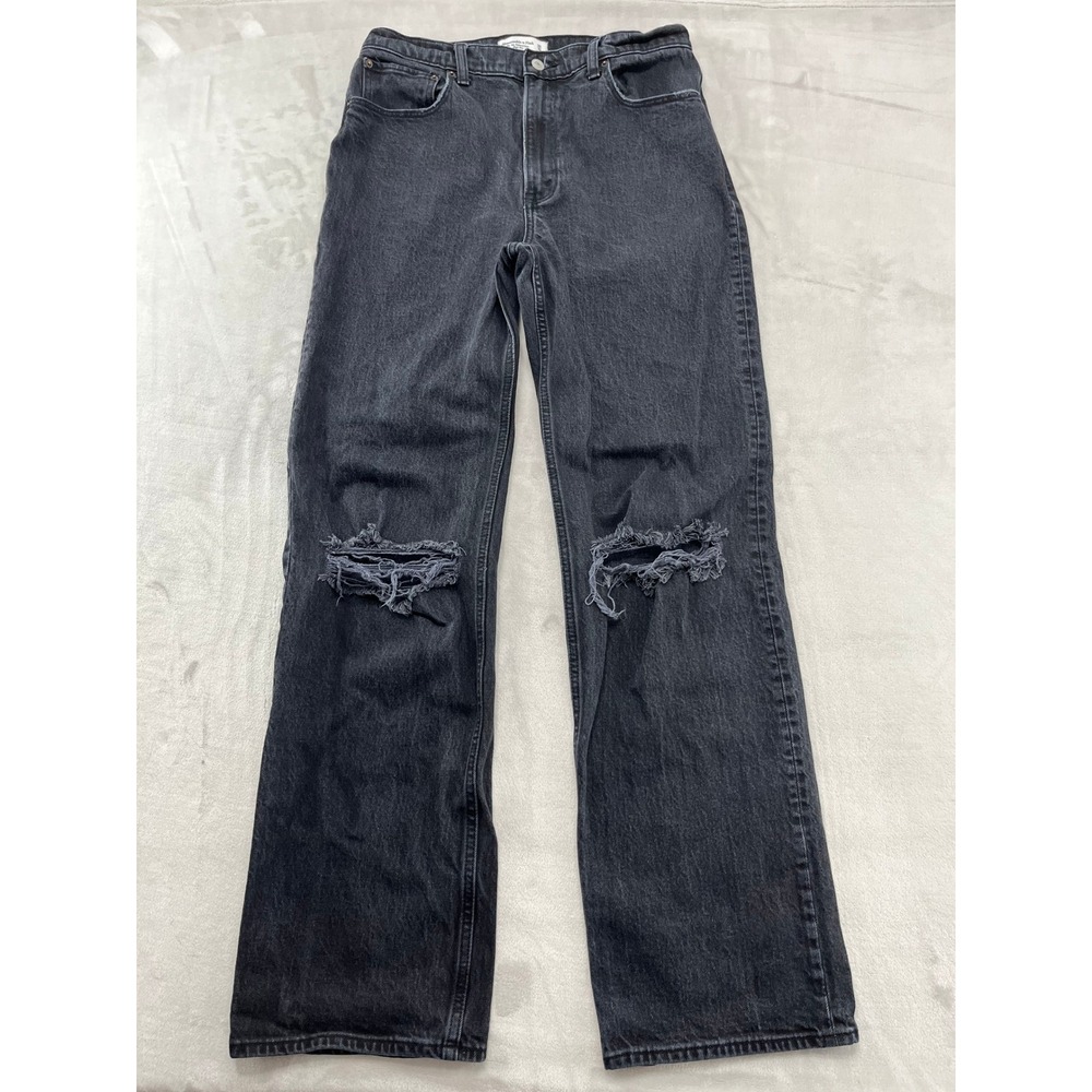 Abercrombie & Fitch 90s Relaxed Jean Men 30 Black Distressed Streetwear Skate